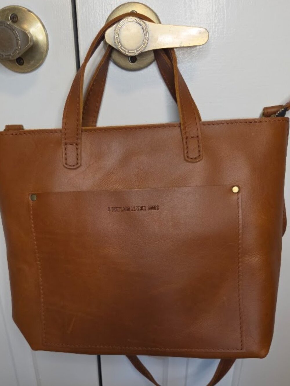 Portland Leather Medium Crossbody Zipper Tote Honey NWOT